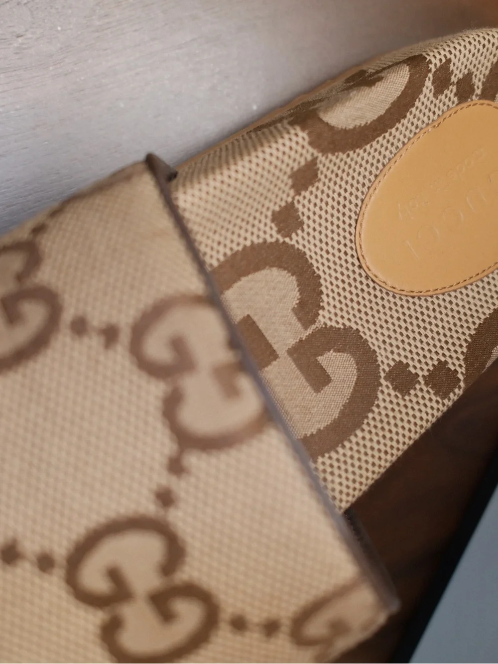 Gucci Beige Brown GG Canvas Slide Sandals